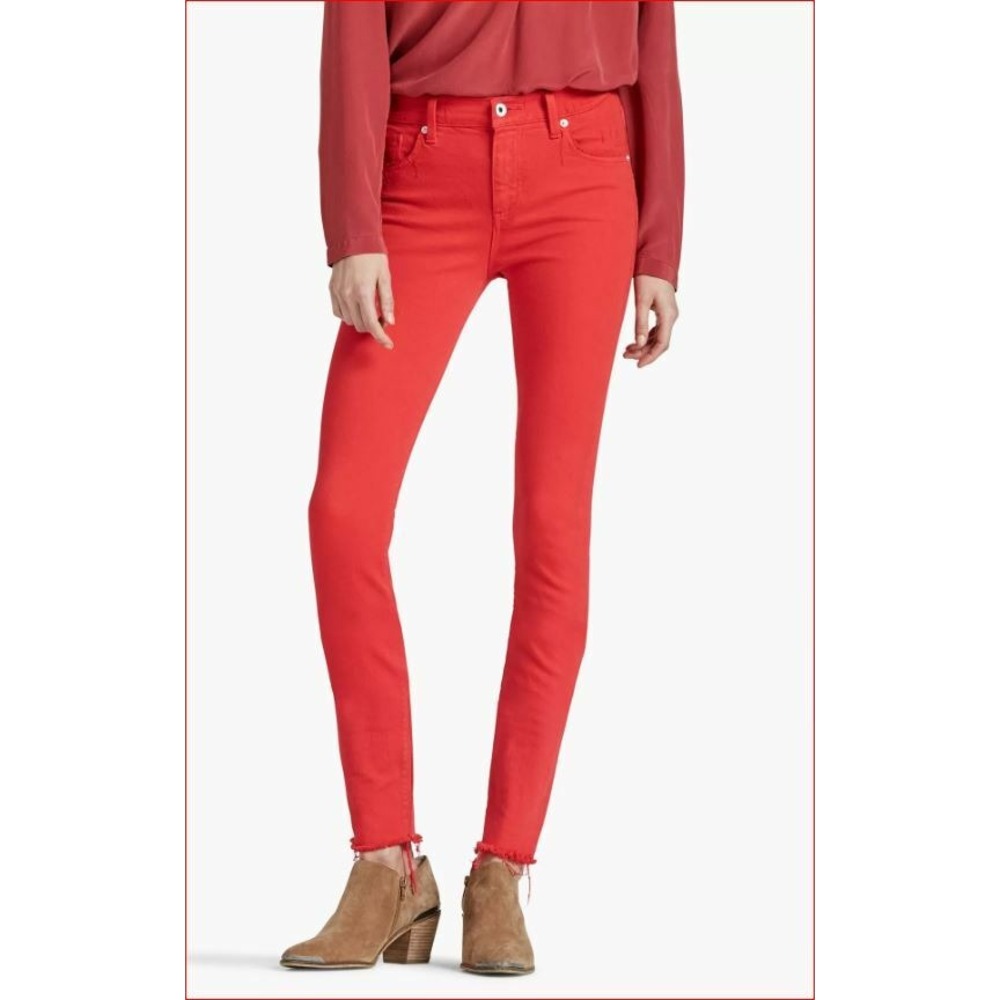 Lucky Brand women red jeans 7W13581 bridgette skinny high rise 00 / 24 $99